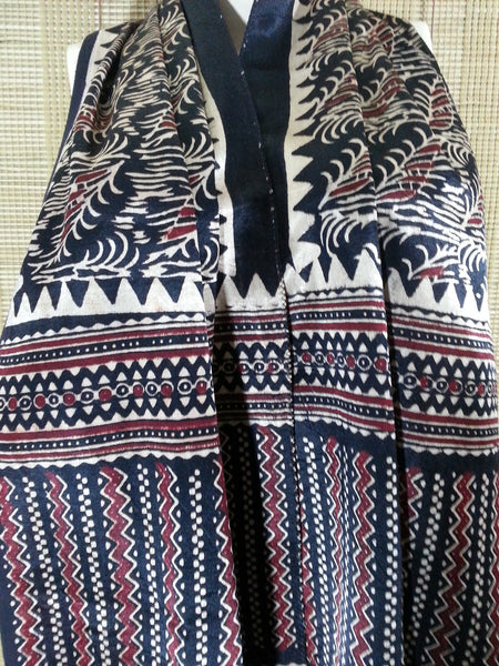 Gujarati Block Printed Art Silk Stole