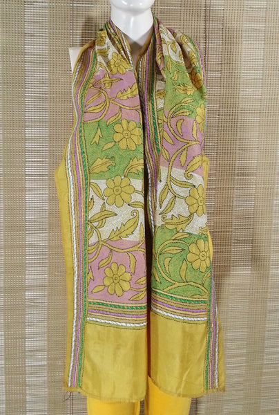 Pure Silk Kantha Stole Hand Embroidery