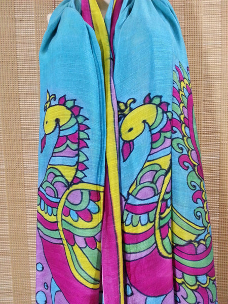 Pure Handwoven and Hand painted Bhagalpuri Silk Dupatta