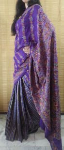 Bengali Kantha Pure Silk Half and Half Saree