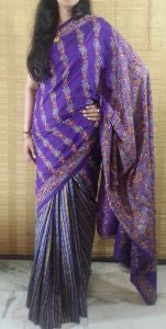 Bengali Kantha Pure Silk Half and Half Saree