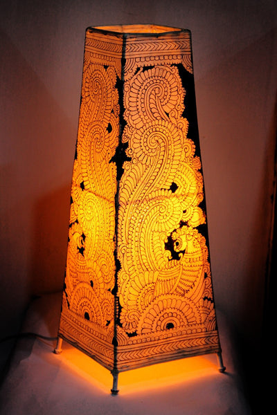 Hand-painted Leather Floor Lamp