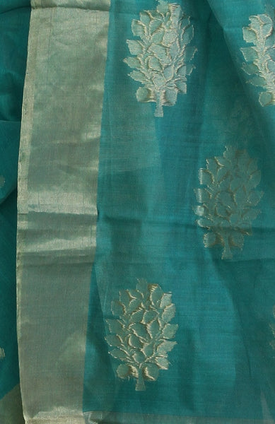 Handwoven Cotton-silk Chanderi Saree with Zari Motif