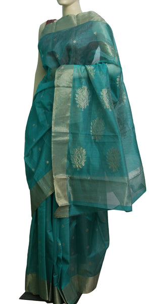 Handwoven Cotton-silk Chanderi Saree with Zari Motif