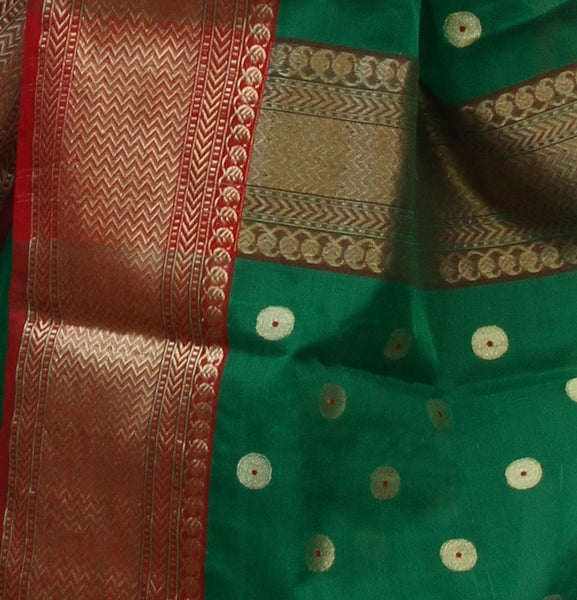 Handwoven Pure Kataan silk Chanderi Saree with Zari Motif (Heavy)