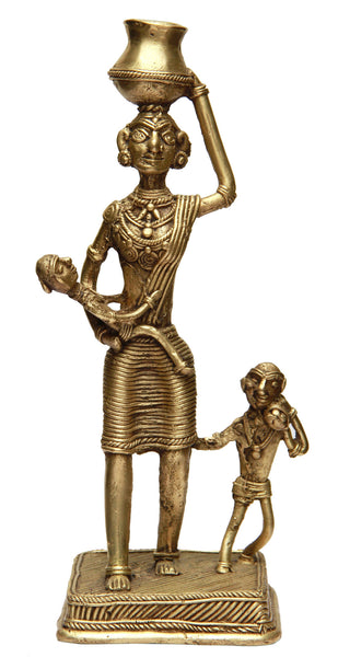 Handcrafted Tribal Dokra Lady with kids