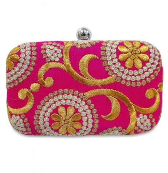 Embroidered Box Clutch Bag with Sling