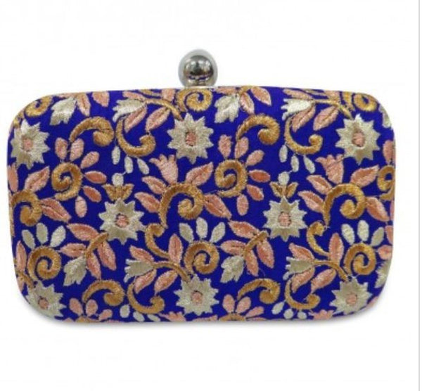 Embroidered Box Clutch Bag with Sling