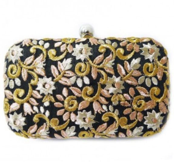 Embroidered Box Clutch Bag with Sling