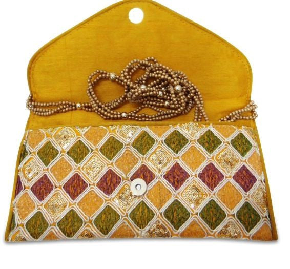 Embroidered Bag with Beaded Sling