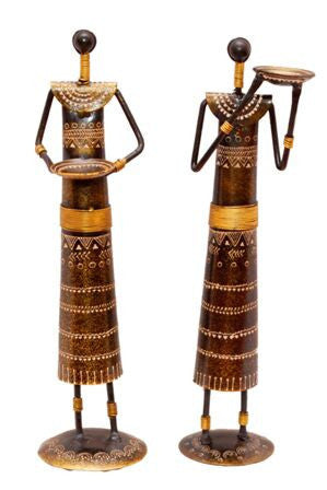 Metal Tribal Pair with Antique Polish