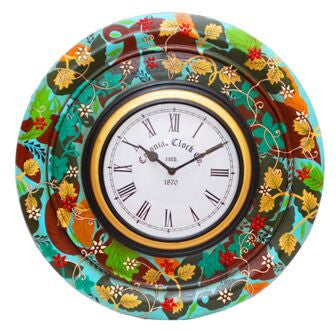 Vintage Hand-painted Wood Wall Clock 18"
