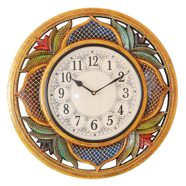 Vintage Hand-painted Wood Wall Clock 18"