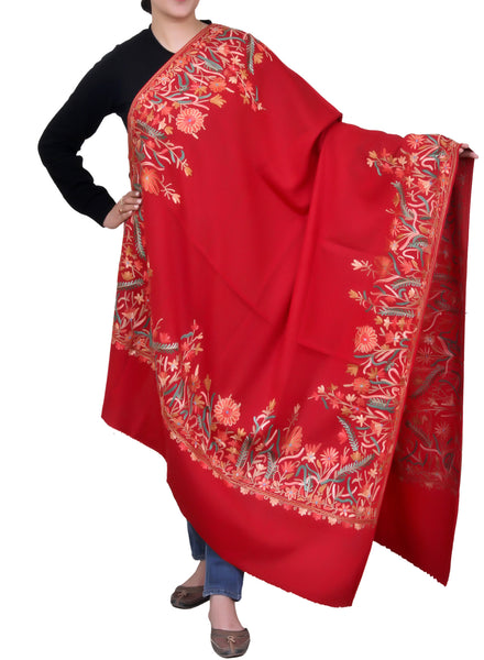 Handicraft Pitara Semi Pashmina Wool Kashmiri Aari Work Shawl
