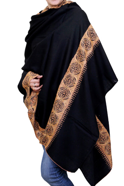 Handicraft Pitara Semi Pashmina Wool Hand Needle Work Shawl