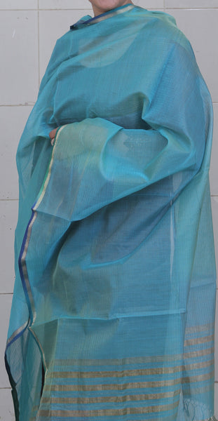 Handwoven Maheshwari Tissue Silk Zari Dupatta