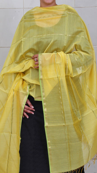 Handwoven Maheshwari Silk Zari Dupatta