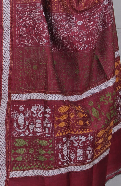 Kantha Heavy Work Pure Silk Dupatta