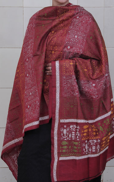 Kantha Heavy Work Pure Silk Dupatta