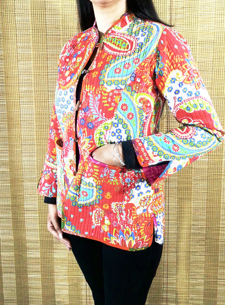 Jaipuri Reversible Quilted Short Jacket