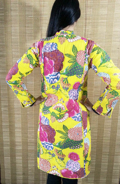 Jaipuri Reversible Quilted Knee Length Jacket