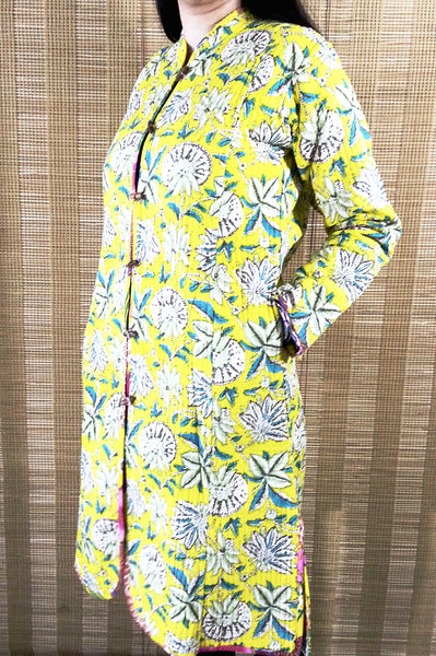 Jaipuri Reversible Quilted Knee Length Jacket