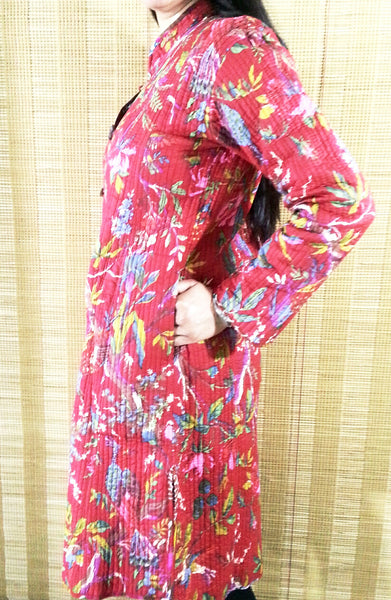 Jaipuri Reversible Quilted Knee Length Jacket