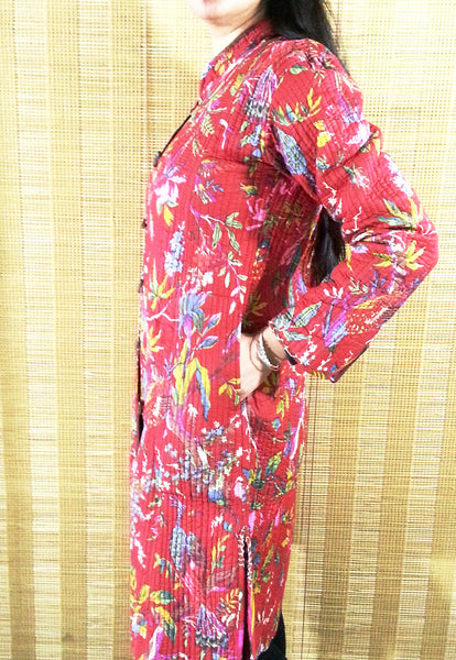 Jaipuri Reversible Quilted Knee Length Jacket