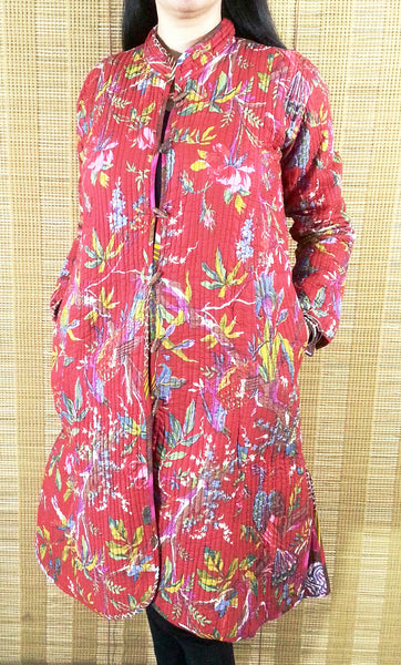 Jaipuri Reversible Quilted Knee Length Jacket