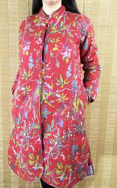 Jaipuri Reversible Quilted Knee Length Jacket