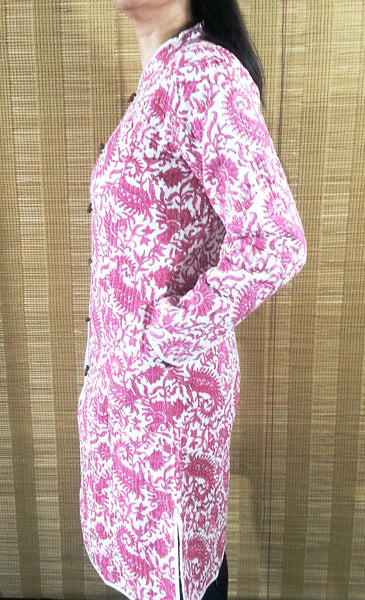 Jaipuri Reversible Quilted Knee Length Jacket