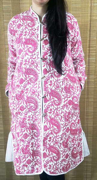Jaipuri Reversible Quilted Knee Length Jacket