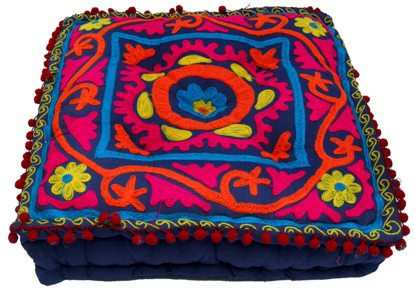 Filled Embroidered Handmade Patchwork Floor Cushion