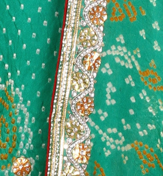 Pure Georgette Bandhani Gota Patti Kundan Saree