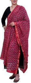 Handwoven Block Printed Maheshwari Silk Dupatta with Zari Border