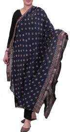 Handwoven Block Printed Maheshwari Silk Dupatta with Zari Border