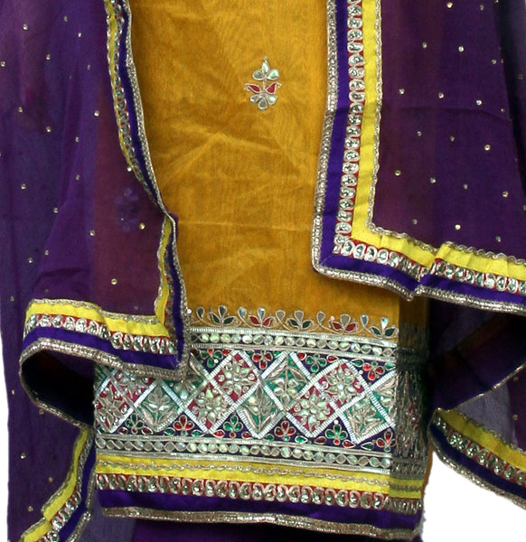 Pure Chanderi Jaipuri Suit Material with Gota Patti Work