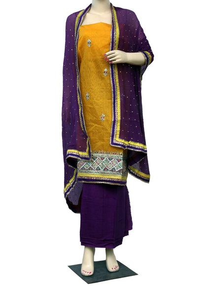 Pure Chanderi Jaipuri Suit Material with Gota Patti Work