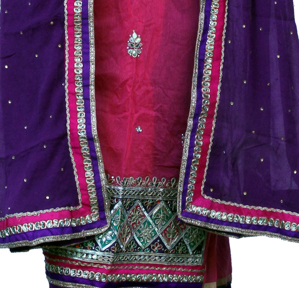 Pure Chanderi Jaipuri Suit Material with Gota Patti Work