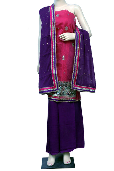 Pure Chanderi Jaipuri Suit Material with Gota Patti Work