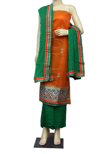 Pure Chanderi Jaipuri Suit Material with Gota Patti Work