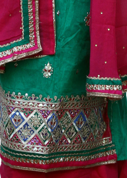 Pure Chanderi Jaipuri Suit Material with Gota Patti Work