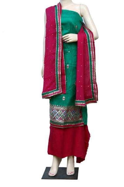 Pure Chanderi Jaipuri Suit Material with Gota Patti Work