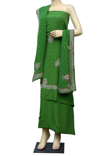 Kundan-Pearl Handwork Dress Material