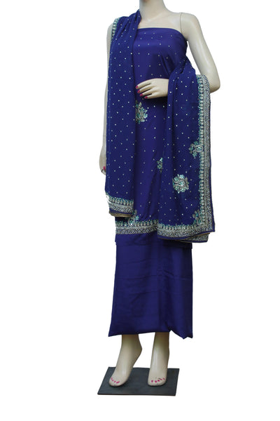 Kundan-Pearl Handwork Dress Material