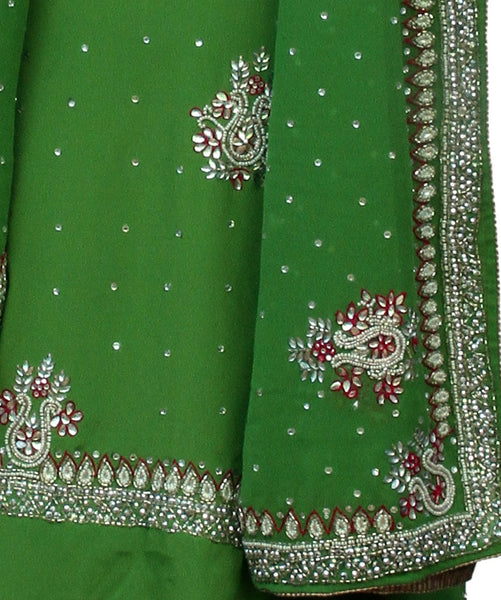 Kundan-Pearl Handwork Dress Material