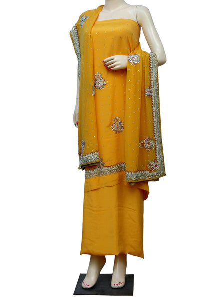 Kundan-Pearl Handwork Dress Material