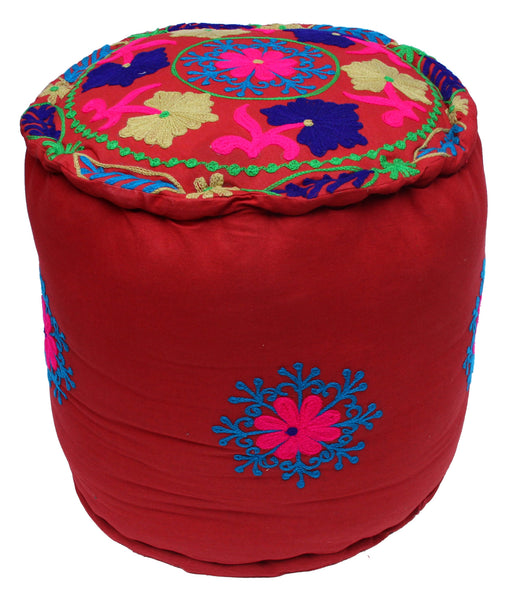 Traditional Embroidered Ottoman / Pouf / Stool with Proper filling (Medium Size)