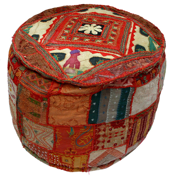 Traditional Handmade Ottoman / Pouf with Proper filling Large Bean Bag Size (Patchwork)