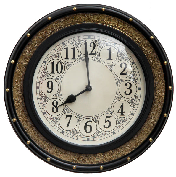 Vintage Wood and Brass Wall Clock